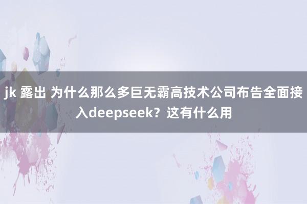 jk 露出 为什么那么多巨无霸高技术公司布告全面接入deepseek？这有什么用
