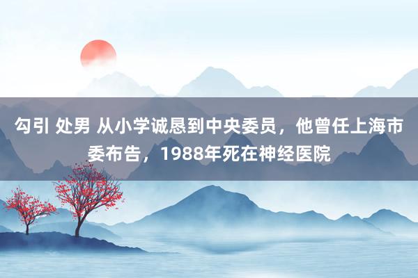 勾引 处男 从小学诚恳到中央委员，他曾任上海市委布告，1988年死在神经医院