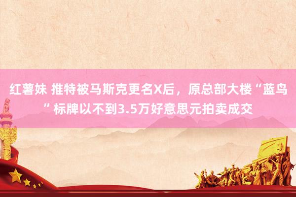 红薯妹 推特被马斯克更名X后，原总部大楼“蓝鸟”标牌以不到3.5万好意思元拍卖成交
