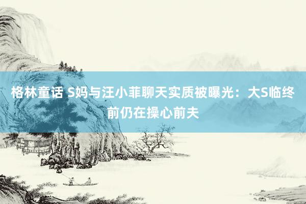 格林童话 S妈与汪小菲聊天实质被曝光：大S临终前仍在操心前夫