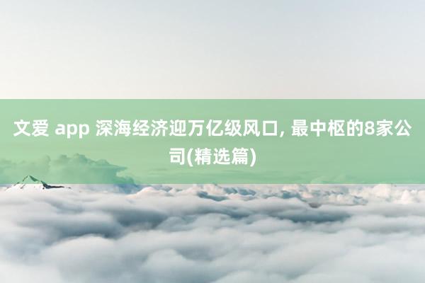 文爱 app 深海经济迎万亿级风口, 最中枢的8家公司(精选篇)