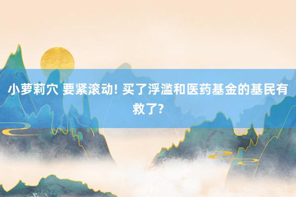 小萝莉穴 要紧滚动! 买了浮滥和医药基金的基民有救了?
