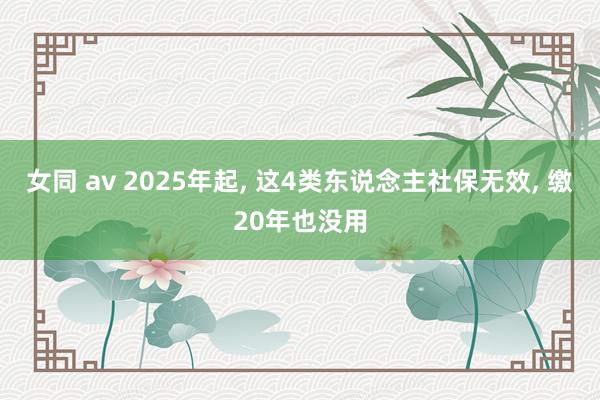 女同 av 2025年起, 这4类东说念主社保无效, 缴20年也没用