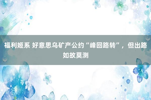福利姬系 好意思乌矿产公约“峰回路转”，但出路如故莫测