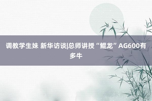 调教学生妹 新华访谈|总师讲授“鲲龙”AG600有多牛