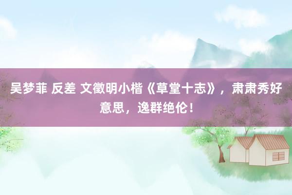 吴梦菲 反差 文徵明小楷《草堂十志》，肃肃秀好意思，逸群绝伦！