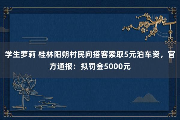 学生萝莉 桂林阳朔村民向搭客索取5元泊车资，官方通报：拟罚金5000元